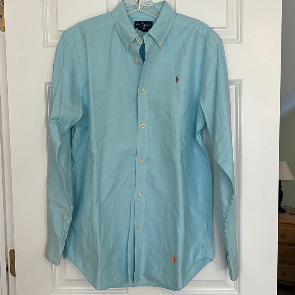 Ralph Lauren Boy’s Aqua Button Down Shirt, Size XL (18-20) - Picture 2 of 8